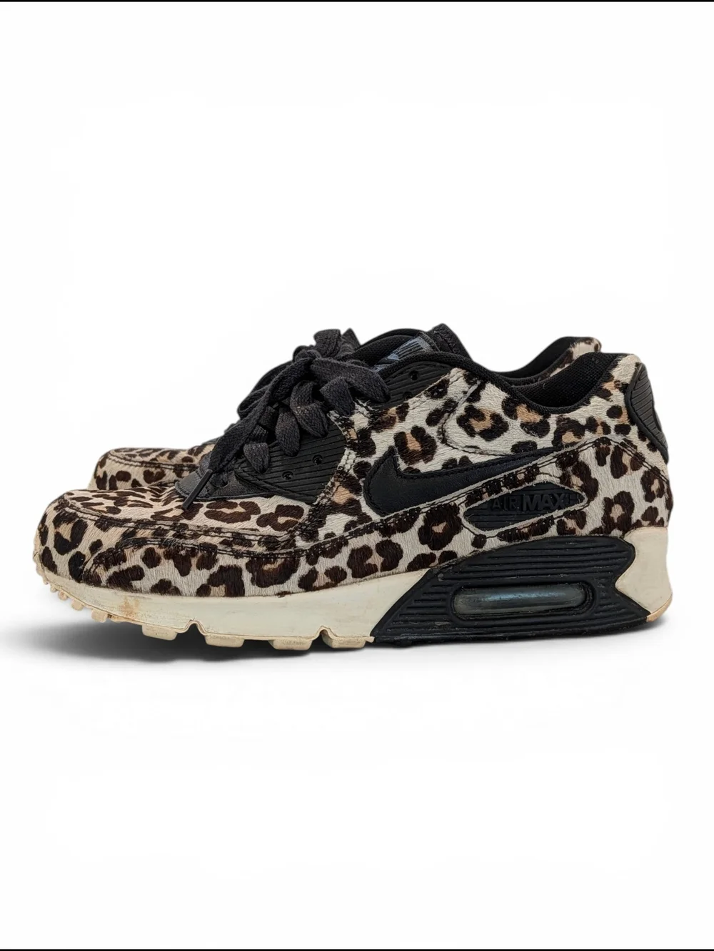 SOLD Vintage Nike Air Max Leather Cow Hide Leopard Print Athletic Sneakers - Picture 3 of 13